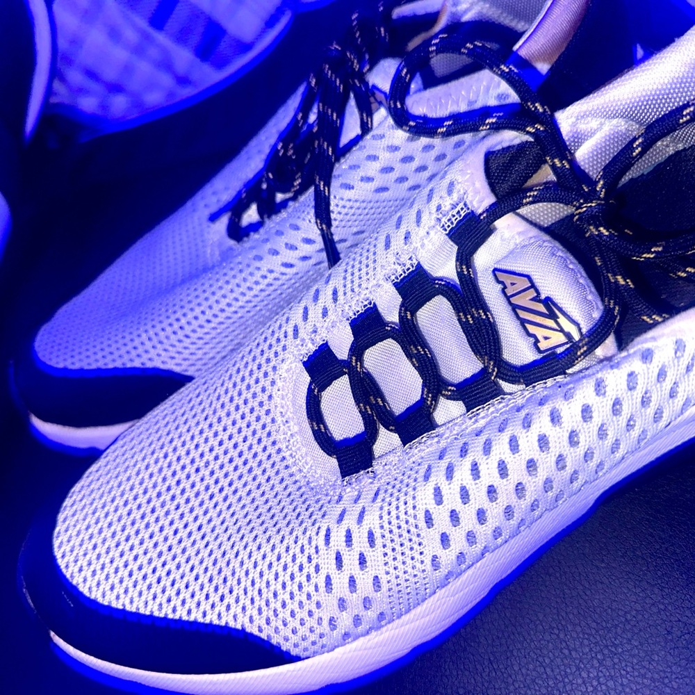 Avia White and Black Athletic Shoes with Mesh Upper